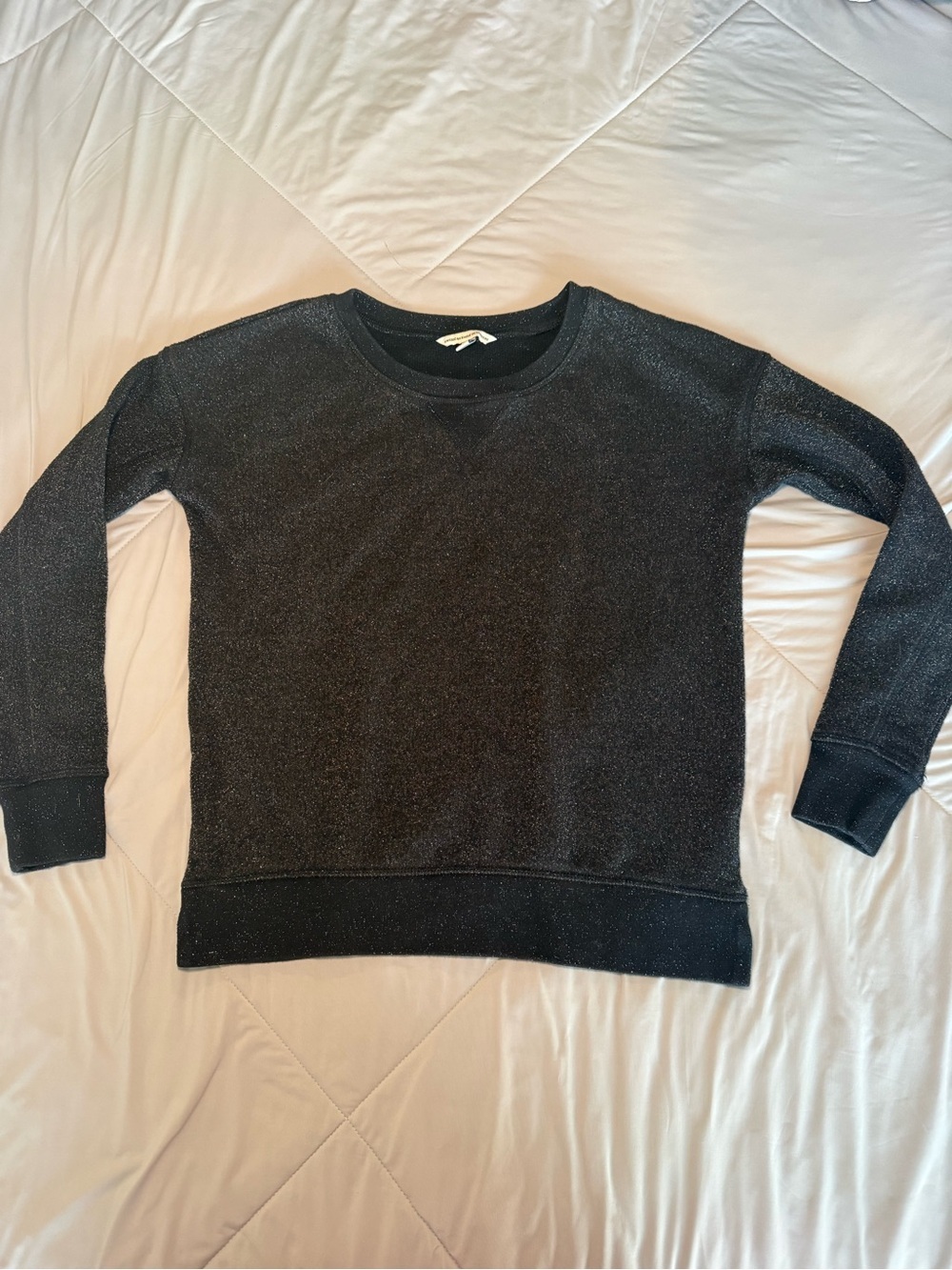 American Eagle Outfitters Black Sparkle Crewneck Sweatshirt Loungewear Top